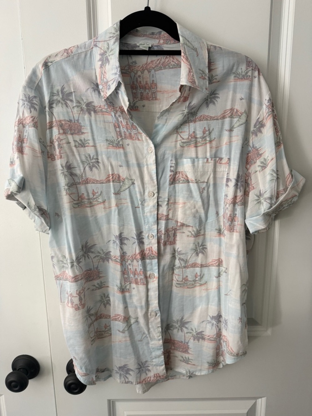 aerie Pale Blue Hawaiian-Style Button-Up Shirt